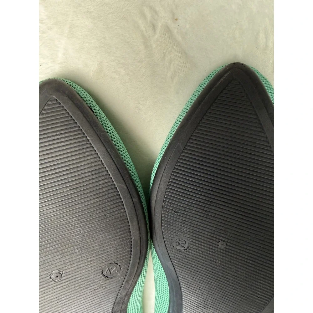 Mint Green Pointed Toe Knit Flats White Trim Slip On Shoes Size 42 Rothy's Dupe